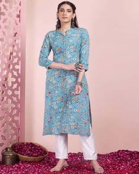 women floral print straight kurta