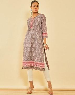 women floral print straight kurta