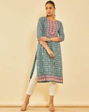 women floral print straight kurta