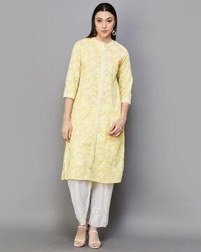 women floral print straight kurta