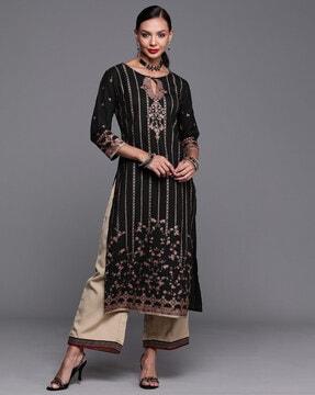 women floral print straight kurta