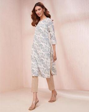 women floral print straight kurta