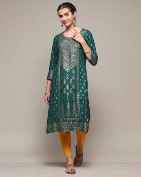 women floral print straight kurta