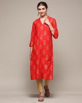 women floral print straight kurta