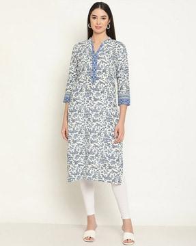 women floral print straight kurta