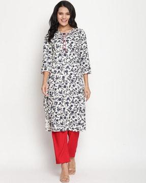 women floral print straight kurta