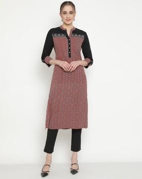 women floral print straight kurta