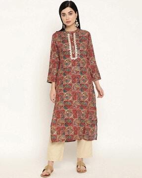 women floral print straight kurta