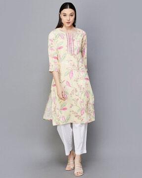 women floral print straight kurta