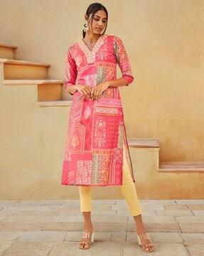 women floral print straight kurta