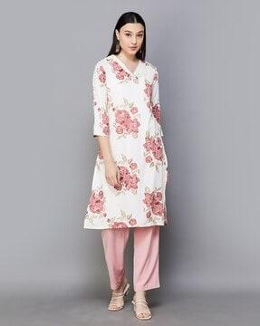 women floral print straight kurta