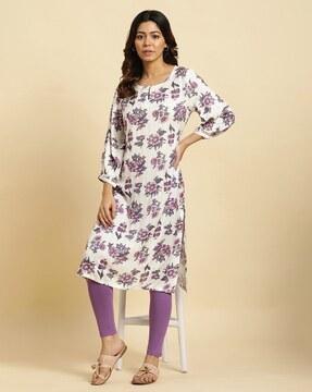 women floral print straight kurta