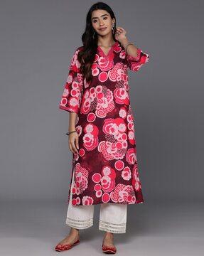 women floral print straight kurta