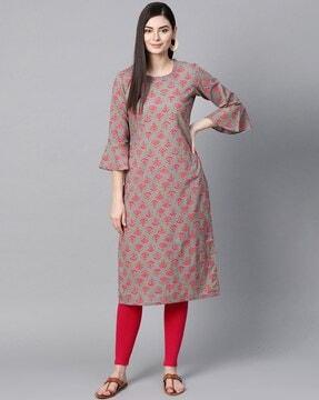 women floral print straight kurta