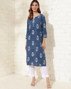 women floral print straight kurta