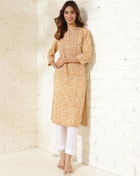 women floral print straight kurta