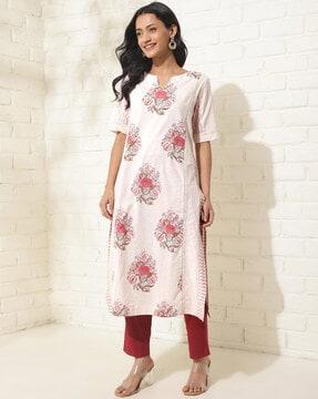 women floral print straight kurta