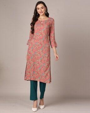 women floral print straight kurta