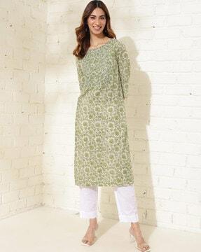 women floral print straight kurta