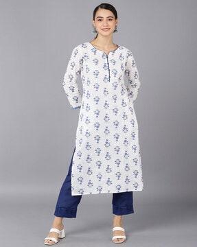 women floral print straight kurta