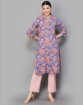 women floral print straight kurta