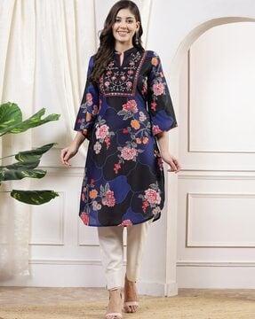 women floral print straight kurta