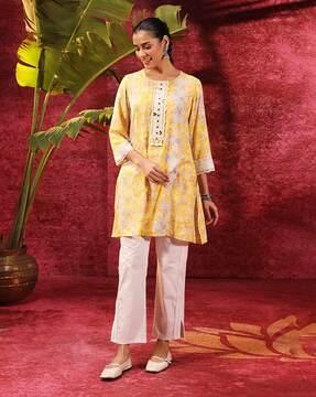 women floral print straight kurta