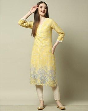 women floral print straight kurta