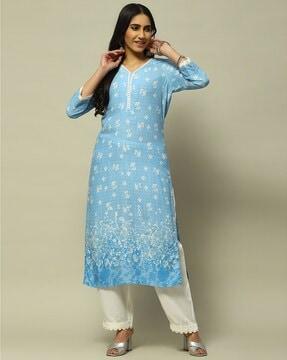 women floral print straight kurta