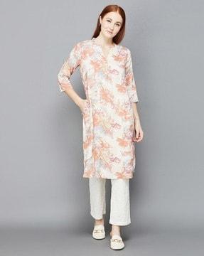 women floral print straight kurta