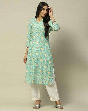 women floral print straight kurta