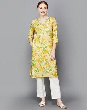 women floral print straight kurta