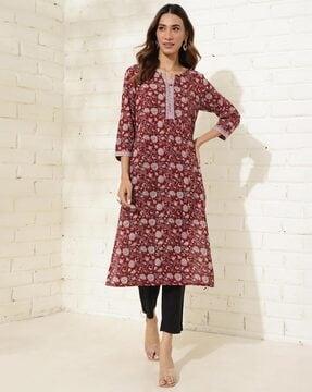 women floral print straight kurta