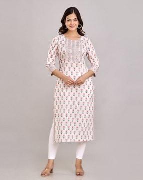 women floral print straight kurta