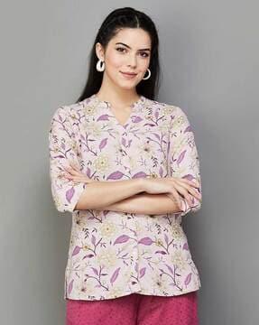 women floral print straight kurti