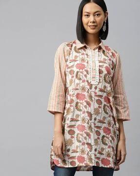 women floral print straight kurti