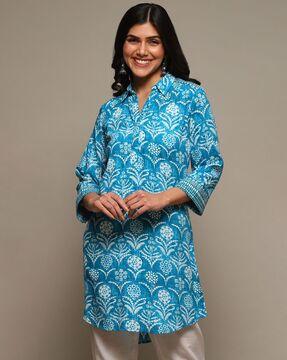 women floral print straight kurti