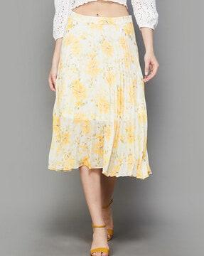 women floral print straight skirt