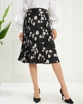 women floral print straight skirt