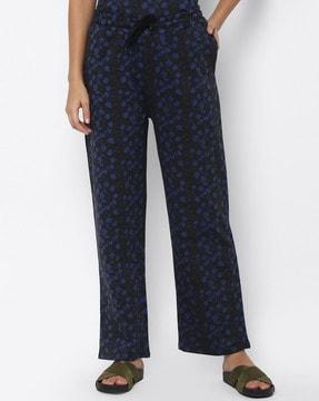 women floral print straight track pants