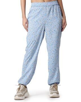 women floral print straight track pants