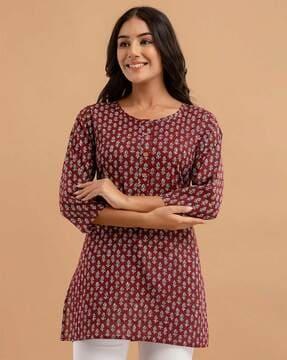 women floral print straight tunic