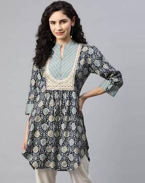 women floral print straight tunic