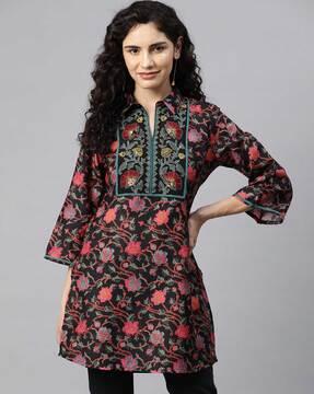 women floral print straight tunic