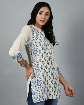 women floral print straight tunic