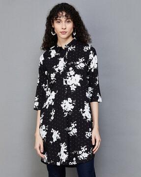 women floral print straight tunic