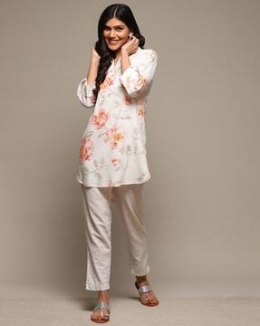 women floral print straight tunic