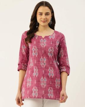 women floral print straight tunic