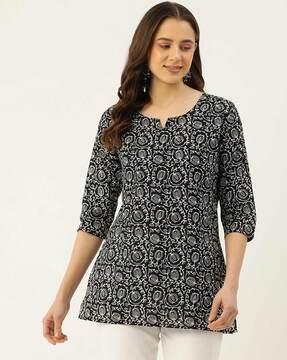 women floral print straight tunic