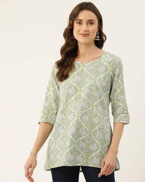 women floral print straight tunic